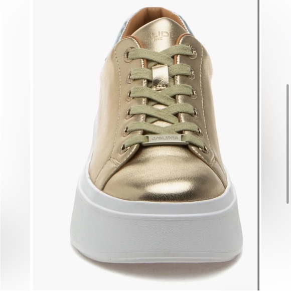 NWT J/SLIDES HALLY Gold Metallic & White Leather - Picture 4 of 16